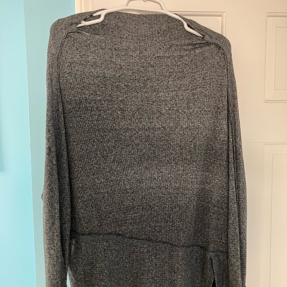 We The Free Dark Charcoal Ribbed Knit long sleeve top